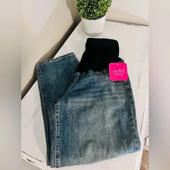 Ingrid & Isabel, Over Belly Straight Maternity Jeans, Blue, Sz 2, NWT - Picture 1 of 9